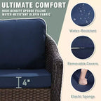 UPTIOT Outdoor-Loungemöbel-Set: 3-Sitzer-Sofa, 2 drehbare Schaukelsessel & 50.000 BTU Feuerstelle für wetterfesten Komfort und Wärme