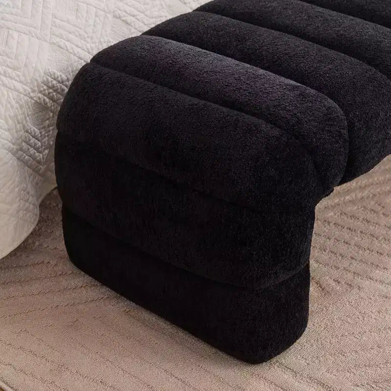Okak 69.7 Moderne armlose Bettbank mit Kanalsteppung, Chenille-Fußhocker, Ottomane, Eingangsbank für Wohnzimmer, Schlafzimmer