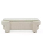 Okak Ovaler Aufbewahrungs-Ottoman mit großem Stauraum, Aufbewahrungsbank mit dekorativen Holzbeinen und Leinenkissen, Eingangsbank