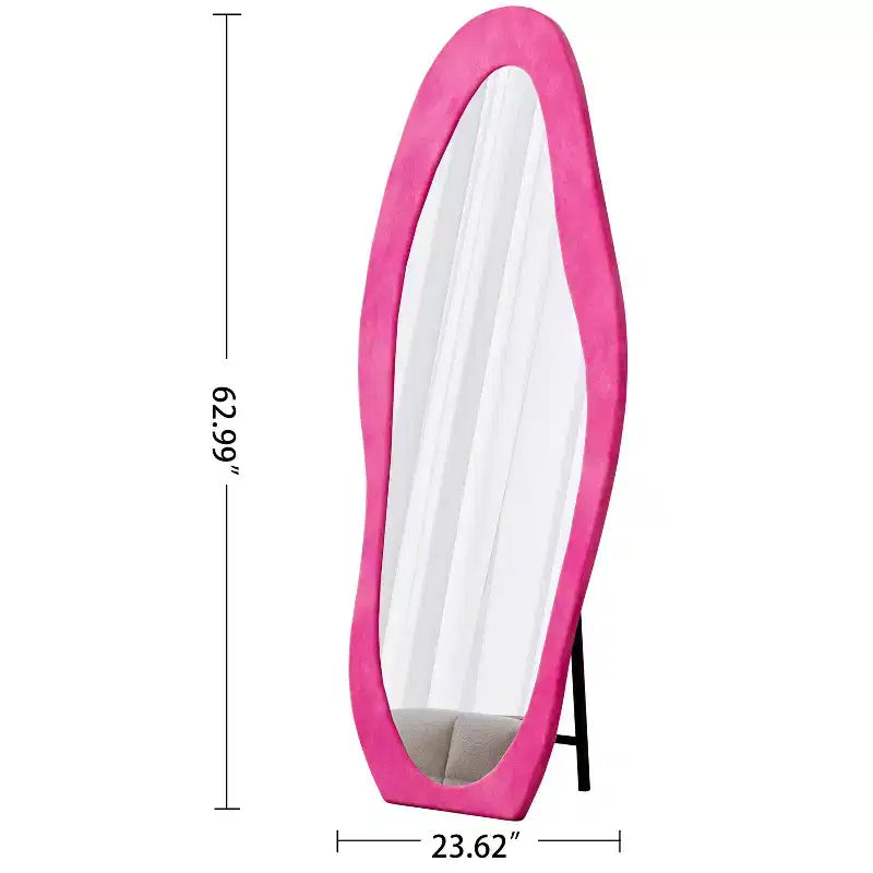 TUYOHW Flanell Irregular Wave Ganzkörperspiegel mit Aufhängeöse, Ganzkörperspiegel, Wandspiegel, Anlehnspiegel für Schlafzimmer, Wohnzimmer