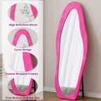 TUYOHW Flanell Irregular Wave Ganzkörperspiegel mit Aufhängeöse, Ganzkörperspiegel, Wandspiegel, Anlehnspiegel für Schlafzimmer, Wohnzimmer