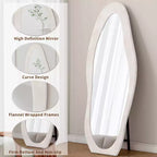 TUYOHW Flanell Irregular Wave Ganzkörperspiegel mit Aufhängeöse, Ganzkörperspiegel, Wandspiegel, Anlehnspiegel für Schlafzimmer, Wohnzimmer