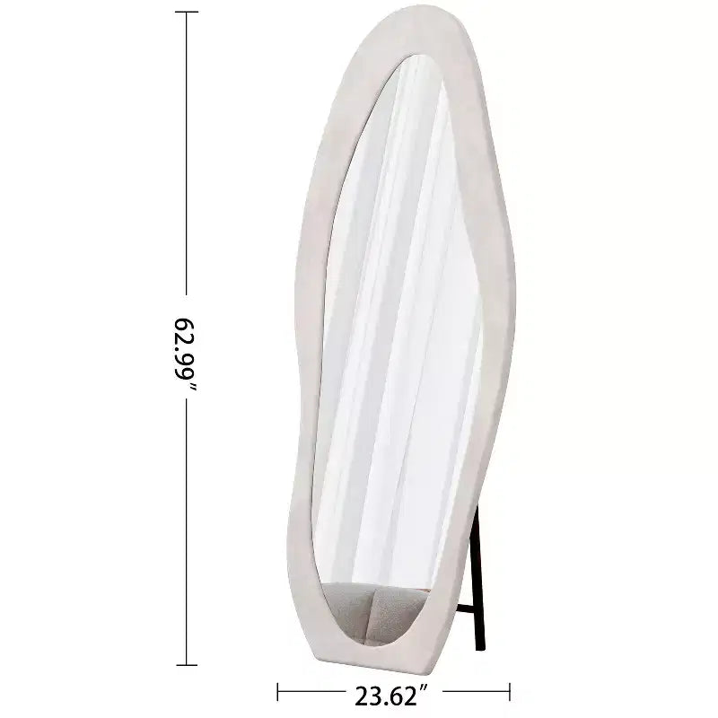 TUYOHW Flanell Irregular Wave Ganzkörperspiegel mit Aufhängeöse, Ganzkörperspiegel, Wandspiegel, Anlehnspiegel für Schlafzimmer, Wohnzimmer