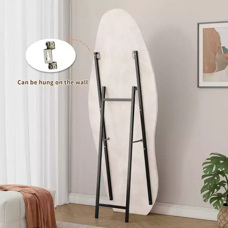TUYOHW Flanell Irregular Wave Ganzkörperspiegel mit Aufhängeöse, Ganzkörperspiegel, Wandspiegel, Anlehnspiegel für Schlafzimmer, Wohnzimmer