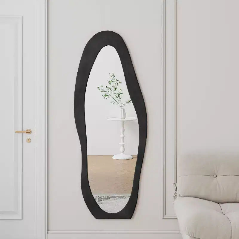 TUYOHW Flanell Irregular Wave Ganzkörperspiegel mit Aufhängeöse, Ganzkörperspiegel, Wandspiegel, Anlehnspiegel für Schlafzimmer, Wohnzimmer