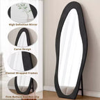 TUYOHW Flanell Irregular Wave Ganzkörperspiegel mit Aufhängeöse, Ganzkörperspiegel, Wandspiegel, Anlehnspiegel für Schlafzimmer, Wohnzimmer
