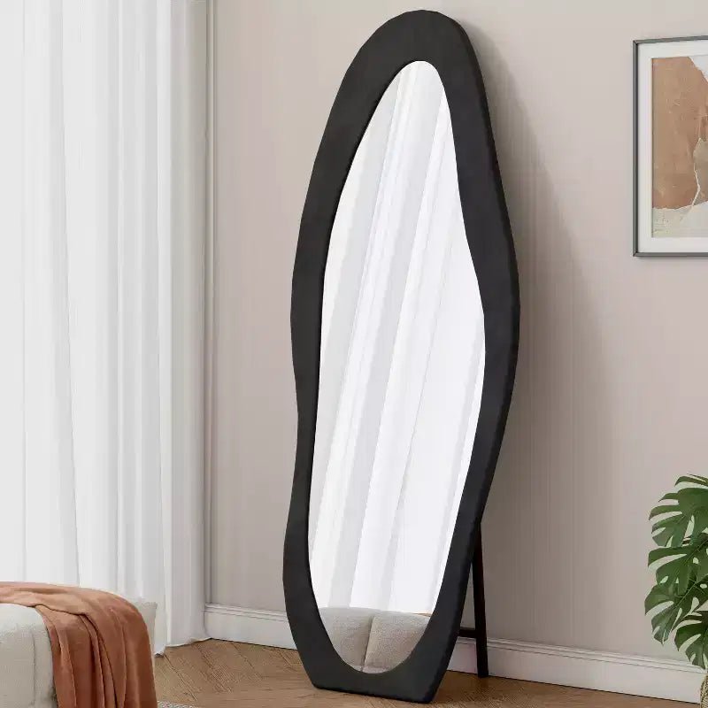 TUYOHW Flanell Irregular Wave Ganzkörperspiegel mit Aufhängeöse, Ganzkörperspiegel, Wandspiegel, Anlehnspiegel für Schlafzimmer, Wohnzimmer