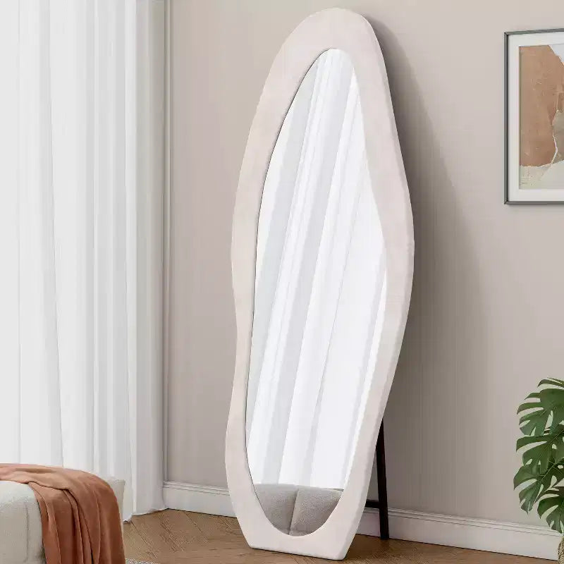 TUYOHW Flanell Irregular Wave Ganzkörperspiegel mit Aufhängeöse, Ganzkörperspiegel, Wandspiegel, Anlehnspiegel für Schlafzimmer, Wohnzimmer
