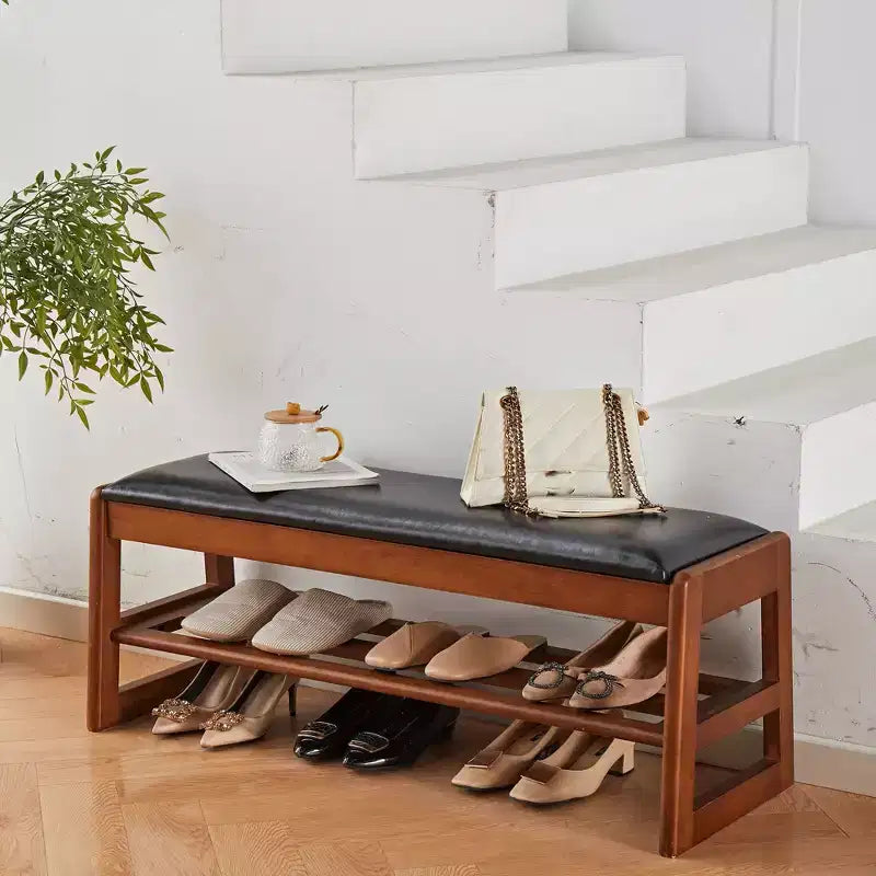 40 Zoll Schuhregal-Sitzbank mit Stauraum – Sitzbank für den Eingangsbereich, 2-stöckige Schuhbank mit PU-Kissen, platzsparender Organizer für den Eingangsbereich