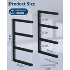 Holzregal, Holz-Organizer, 8er-Set, 4-lagig, zur Wandmontage, Schwerlast-Stahlregale, 1450 kg Tragkraft, für Schuppen, Werkstatt, Garage, Schwarz