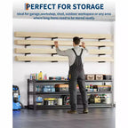 Holzregal, Holz-Organizer, 8er-Set, 4-lagig, zur Wandmontage, Schwerlast-Stahlregale, 1450 kg Tragkraft, für Schuppen, Werkstatt, Garage, Schwarz