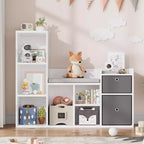 Kinderbücherregal, Puppenhaus-Bücherregal, Leseecke mit Sitzbank, Kinder-Schrank-Aufbewahrungsorganisator mit 6 Fächern und Schubladen für Spielzimmer und Schlafzimmer