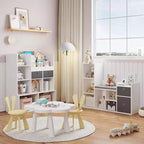 Kinderbücherregal, Puppenhaus-Bücherregal, Leseecke mit Sitzbank, Kinder-Schrank-Aufbewahrungsorganisator mit 6 Fächern und Schubladen für Spielzimmer und Schlafzimmer