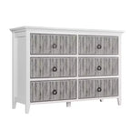 COZONY Modern 6-Drawer Fluted Dresser with Wave Panel, Anti-Tip Storage Chest for Bedroom, Living Room & Hallway