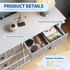 COZONY Moderne Kommode mit 6 Schubladen, gerillt mit Wellenpaneel, kippsichere Aufbewahrung für Schlafzimmer, Wohnzimmer & Flur