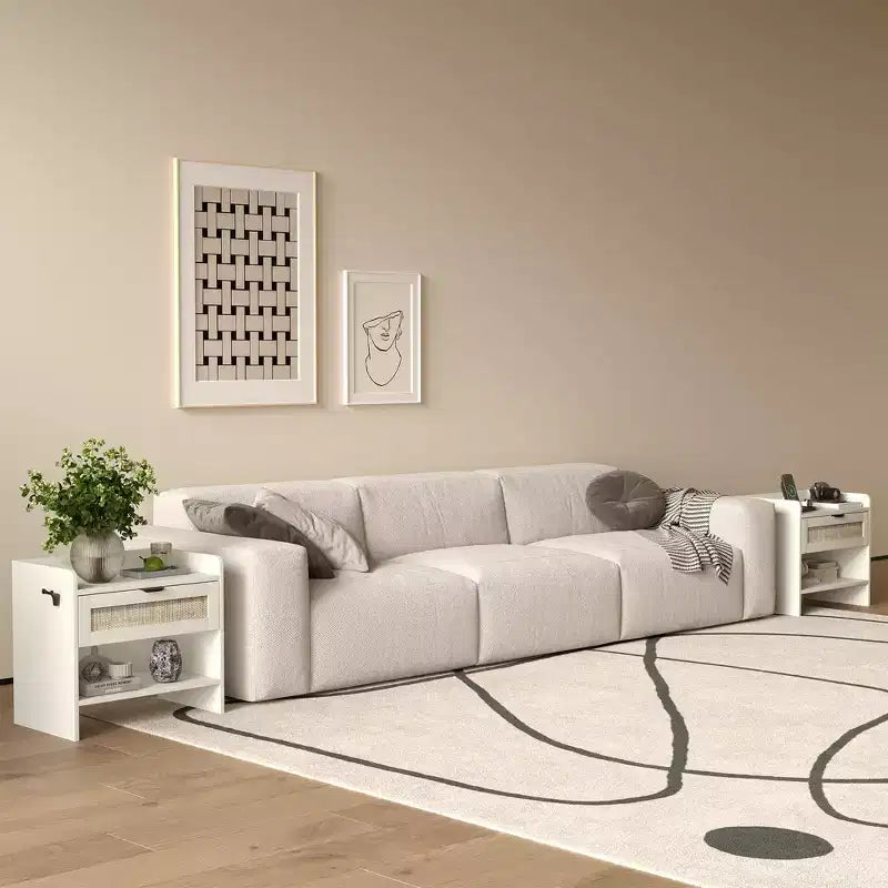 2er-Set Rattan-Nachttische mit Ladestation, Boho-Beistelltisch mit Schublade & offenem Regal für Schlafzimmer, Wohnzimmer & Büro