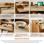 2er-Set Rattan-Nachttische mit Ladestation, Boho-Beistelltisch mit Schublade & offenem Regal für Schlafzimmer, Wohnzimmer & Büro