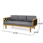 Christopher Knight Home Alice 2-teiliges modernes Outdoor-Sofaset aus Akazienholz mit geflochtenem Seil und rundem Couchtisch