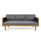 Christopher Knight Home Alice 2-teiliges modernes Outdoor-Sofaset aus Akazienholz mit geflochtenem Seil und rundem Couchtisch