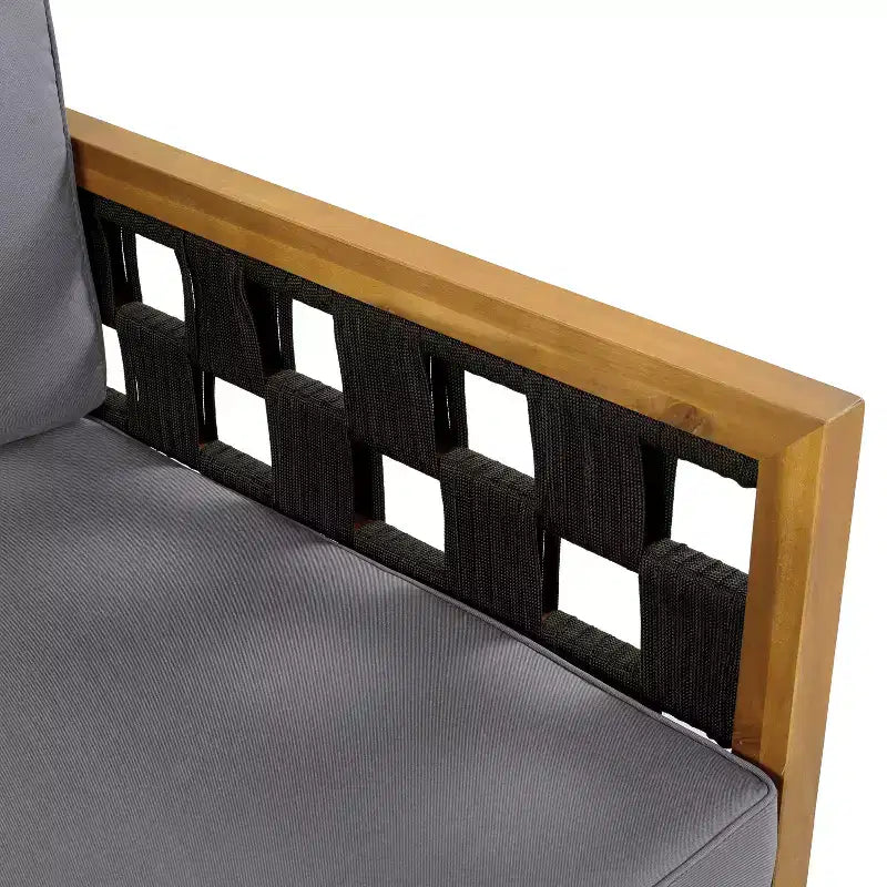Christopher Knight Home Alice 2-teiliges modernes Outdoor-Sofaset aus Akazienholz mit geflochtenem Seil und rundem Couchtisch