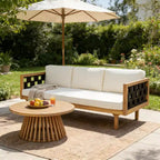 Christopher Knight Home Alice 2-teiliges modernes Outdoor-Sofaset aus Akazienholz mit geflochtenem Seil und rundem Couchtisch