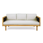 Christopher Knight Home Alice 2-teiliges modernes Outdoor-Sofaset aus Akazienholz mit geflochtenem Seil und rundem Couchtisch