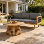Christopher Knight Home Alice 2-teiliges modernes Outdoor-Sofaset aus Akazienholz mit geflochtenem Seil und rundem Couchtisch