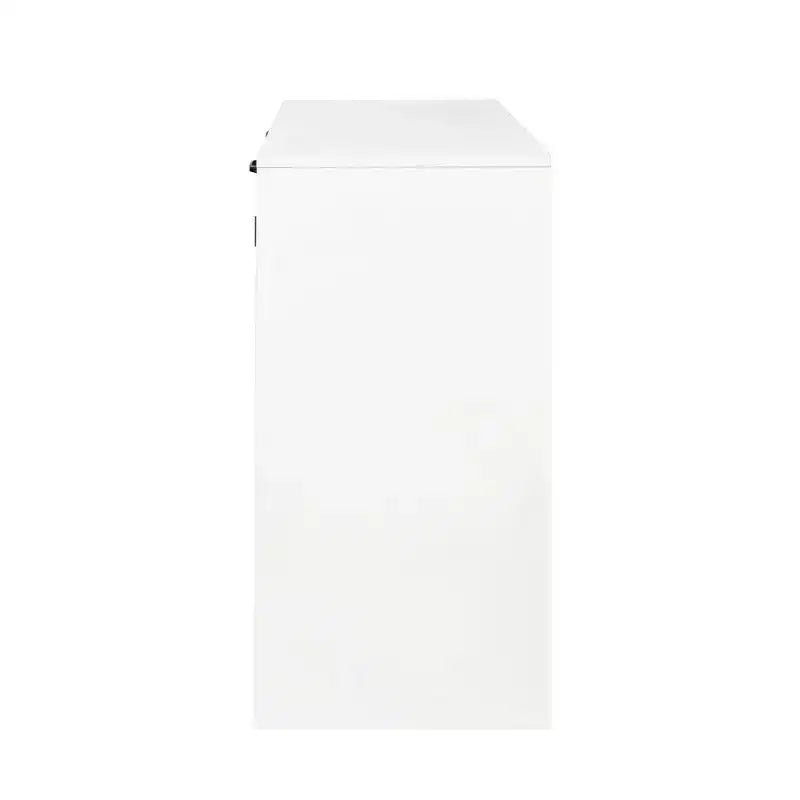 JVNOXK 31,50 Zoll Wäscheschrank mit Türen und Regalen, kippbarer Auszugswäschekorb, verstellbare Regalböden, weiß