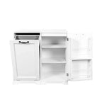 JVNOXK 31,50 Zoll Wäscheschrank mit Türen und Regalen, kippbarer Auszugswäschekorb, verstellbare Regalböden, weiß