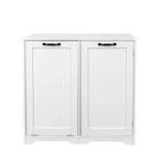 JVNOXK 31,50 Zoll Wäscheschrank mit Türen und Regalen, kippbarer Auszugswäschekorb, verstellbare Regalböden, weiß
