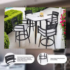Drehbarer Outdoor-Barhocker Terrassen-Barstuhl, 2er-Set, Aluminiummaterial & konische Beine & bewegliches Kissen