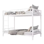 Weißes Metall-Etagenbett, Industrielles Loft-Design, Sicherheitsgeländer, Platzsparender Stahlrahmen für Schule, Schlafzimmer