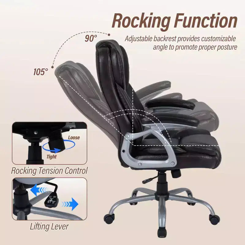 Costway Bürostuhl mit gepolsterter Sitzfläche und Armlehnen, verstellbare Höhe und Rückenlehne Braun/Schwarz