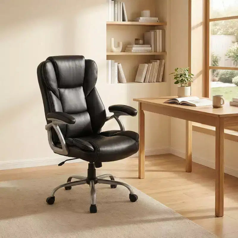 Costway Bürostuhl mit gepolsterter Sitzfläche und Armlehnen, verstellbare Höhe und Rückenlehne Braun/Schwarz