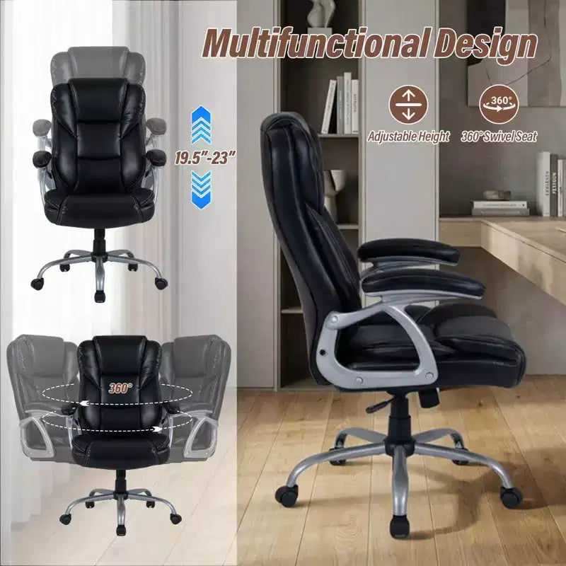 Costway Bürostuhl mit gepolsterter Sitzfläche und Armlehnen, verstellbare Höhe und Rückenlehne Braun/Schwarz