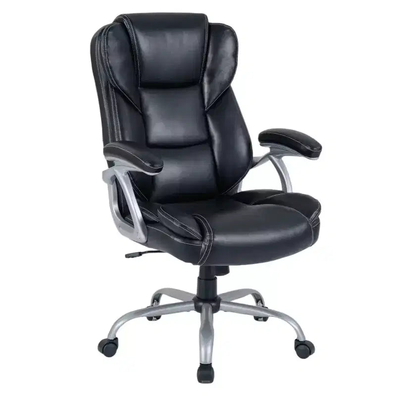 Costway Executive Office Chair with Padded Seat & Armrests, Adjustable Height & Backrest Brown/Black