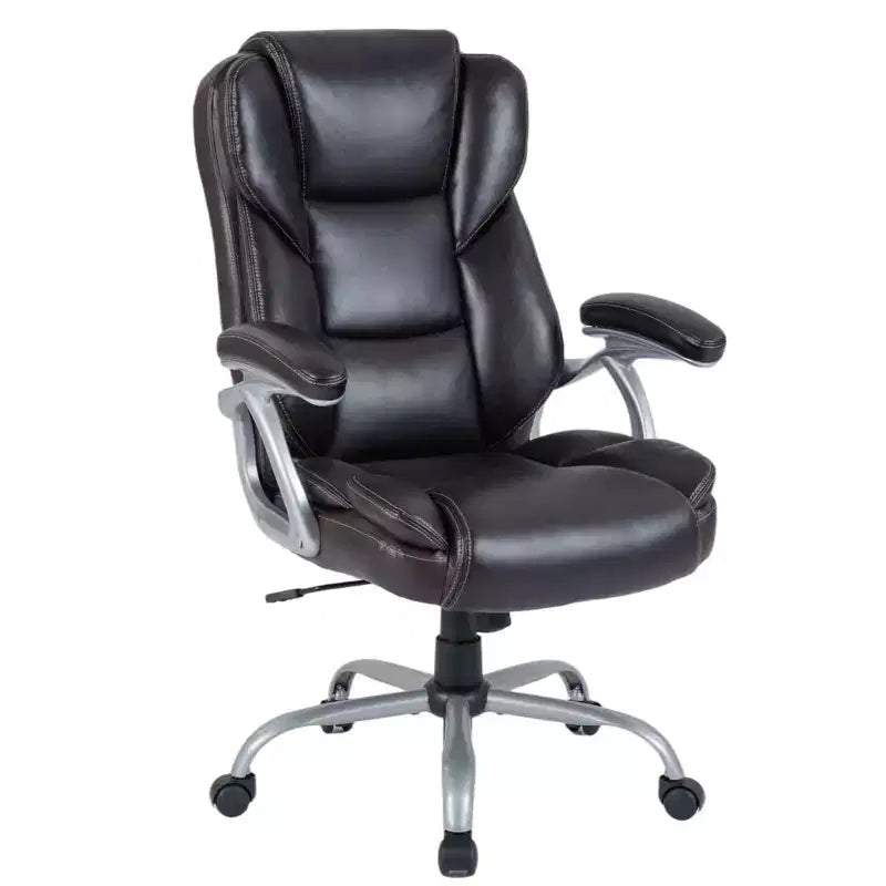Costway Bürostuhl mit gepolsterter Sitzfläche und Armlehnen, verstellbare Höhe und Rückenlehne Braun/Schwarz