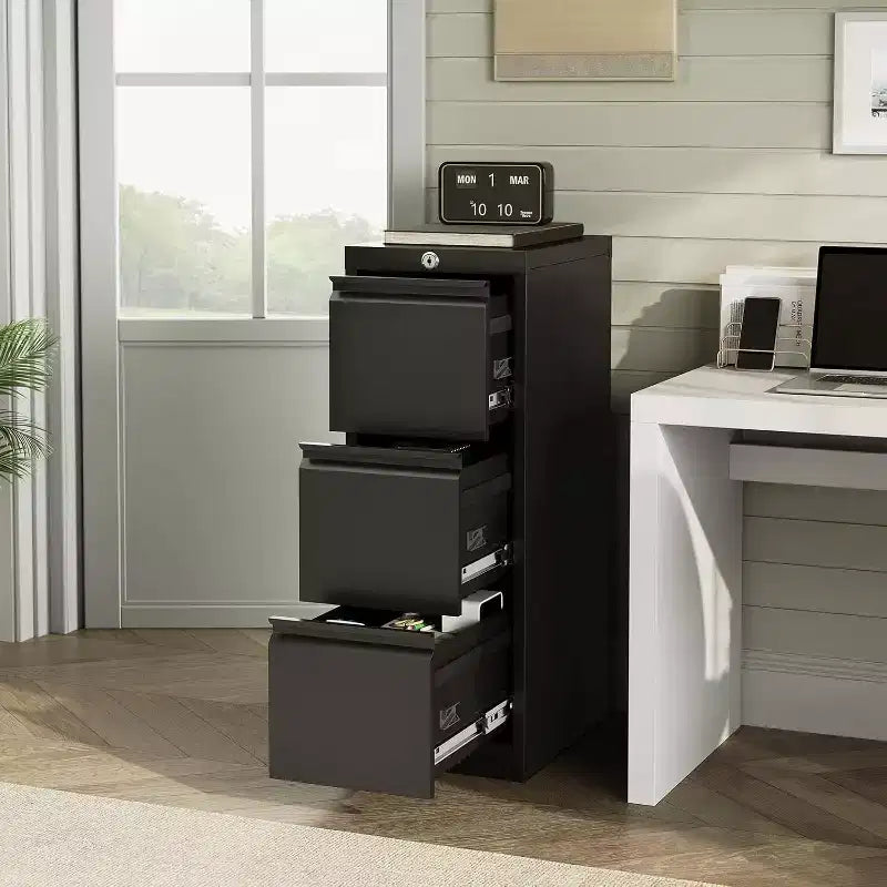 Metal Filing Cabinet with 3 Drawers and Lock, Vertical Filing Cabinet for Lette, Legal, A4, F4, Office Cabinet, Drawer Cabinet for Office