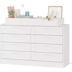 Nursery Dresser with Changing Table Top,Modern Baby Dresser with 8 Wood Drawers,Multi-Drawer Storage Diaper Changing Station with Safety Shelf Top