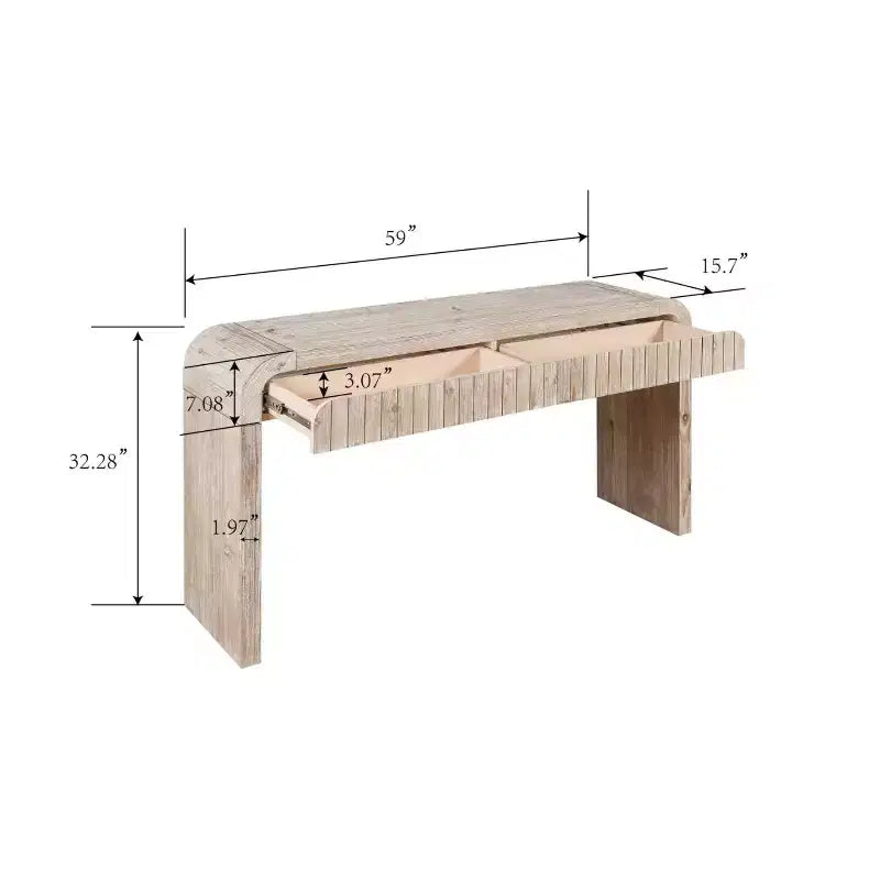 TUYOHW 59IN Vintage Handgefertigter Beistelltisch mit 2 verdeckten Schubladen, Konsolentisch, Flurtisch für Eingangsbereich, Wohnzimmer, Flur