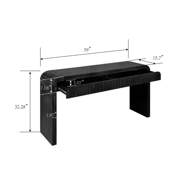 TUYOHW 59IN Vintage Handgefertigter Beistelltisch mit 2 verdeckten Schubladen, Konsolentisch, Flurtisch für Eingangsbereich, Wohnzimmer, Flur