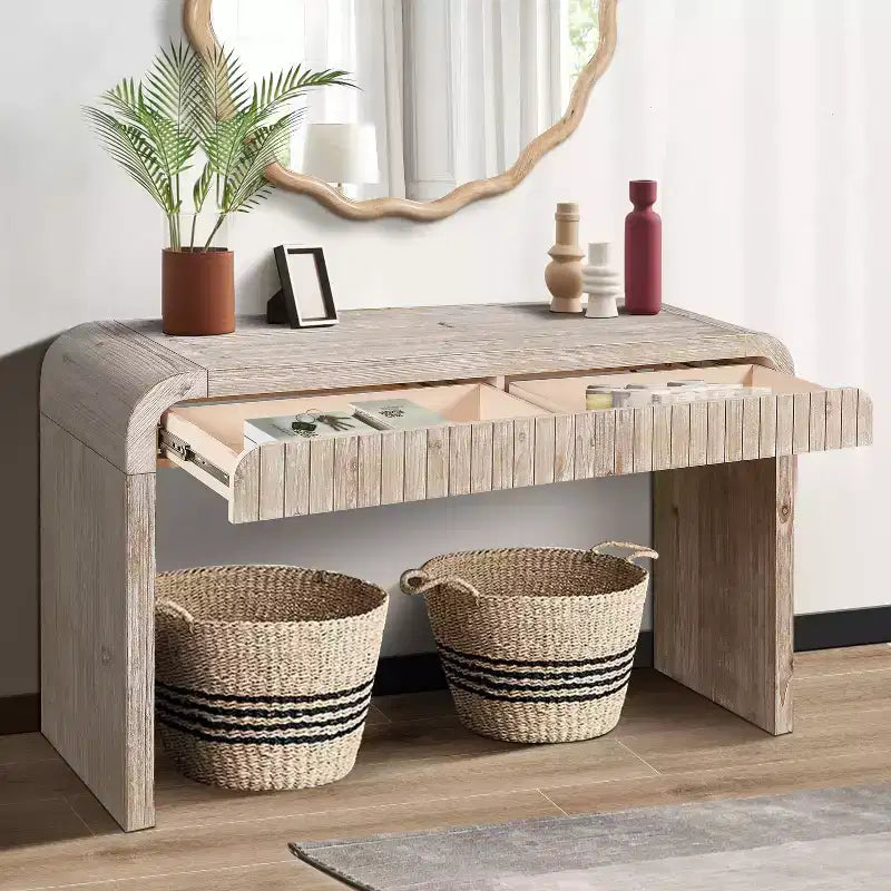 TUYOHW 59IN Vintage Handgefertigter Beistelltisch mit 2 verdeckten Schubladen, Konsolentisch, Flurtisch für Eingangsbereich, Wohnzimmer, Flur