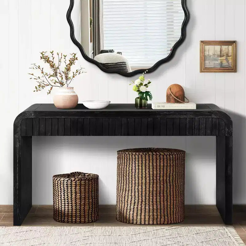 TUYOHW 59IN Vintage Crafted Entryway Table with 2 Hidden Handle Drawers, Console Table Hallway Table for Entrance, Livng Room, Hallway