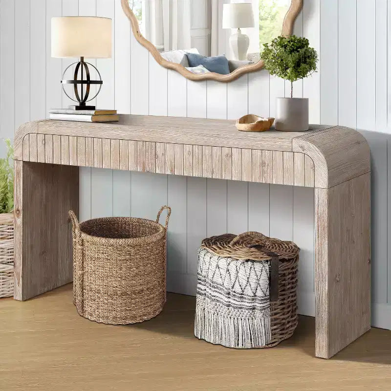 TUYOHW 59IN Vintage Handgefertigter Beistelltisch mit 2 verdeckten Schubladen, Konsolentisch, Flurtisch für Eingangsbereich, Wohnzimmer, Flur