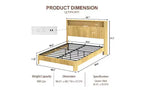 TUYOHW Plattform-Bettrahmen mit wellenförmigem Paneel, robustes Metall- und Holz-Queensize-Bett mit Stauraum-Kopfteil, integrierter Ladestation, geräuschdämpfend