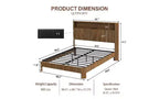 TUYOHW Plattform-Bettrahmen mit wellenförmigem Paneel, robustes Metall- und Holz-Queensize-Bett mit Stauraum-Kopfteil, integrierter Ladestation, geräuschdämpfend