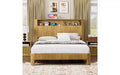 TUYOHW Platform Bed Frame with Wave-Curved Panel, Sturdy Metal & Wood Queen Size Bed with Storage Headboard, Built-in Charging Station,Noise-Canceling
