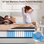 King-Matratze, 14-Zoll-Memory-Foam-Matratze im Karton, Gel-infundiert für kühlen, atmungsaktiven Schlaf, Druckentlastung & Unterstützung, Mittelfest, CertiPUR-US zertifiziert