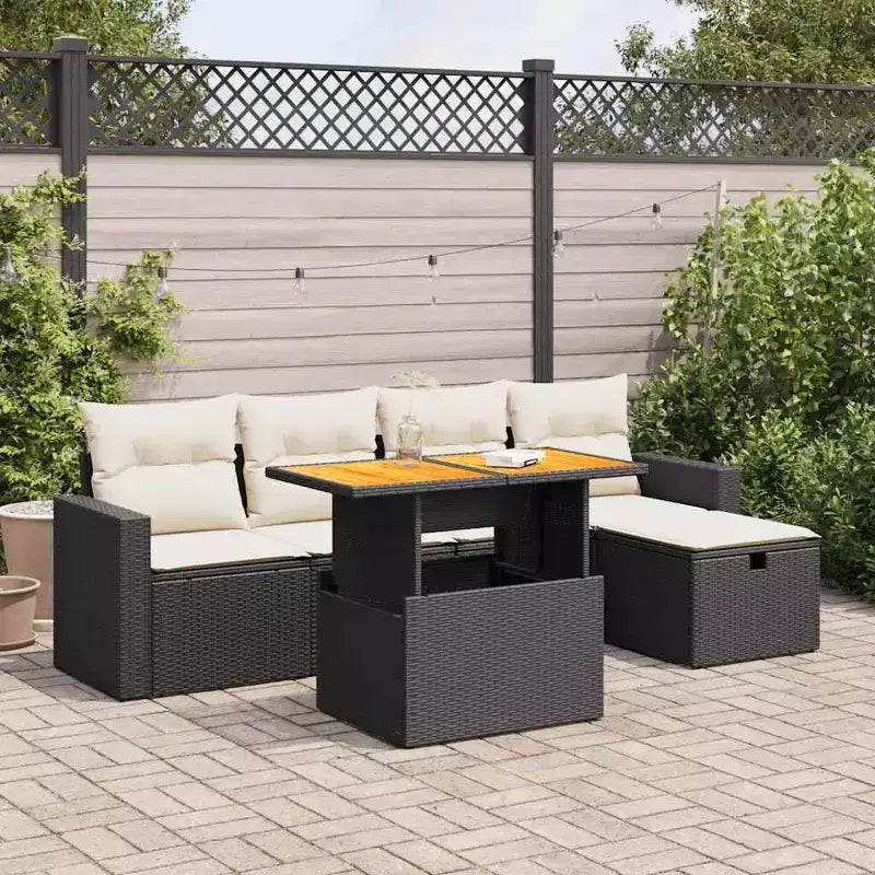vidaXL Garten-Sofa-Set Hellgrau Polyrattan Höhenverstellbare Füße