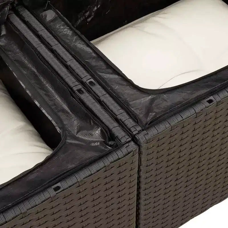 vidaXL Garten-Sofa-Set Hellgrau Polyrattan Höhenverstellbare Füße